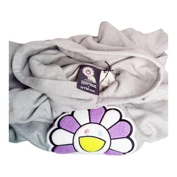 Takashi Murakami OVO Drake Womens Sz Small Chenille Flower Owl Gray Hoodie NWT - Picture 3 of 7